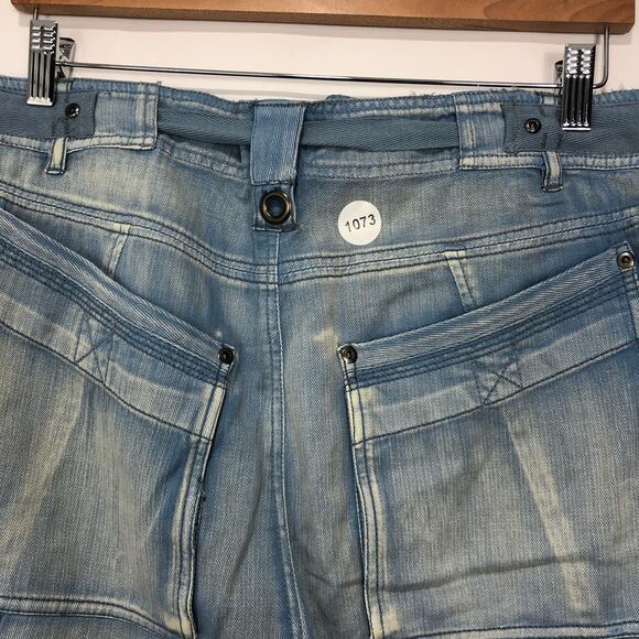 Free People The Cargo Utility Pant Jean Pockets Tie Oversize Fade Blue L - Picture 9 of 9